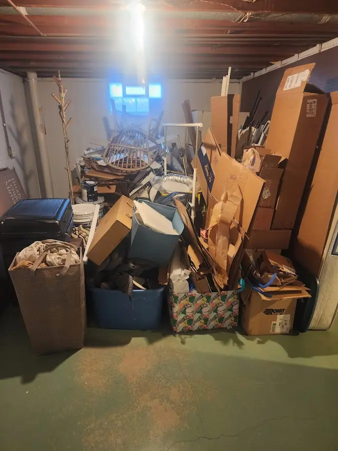 Roll-off dumpster container at job site for 6 Yard Dumpster Rental in Brown Station